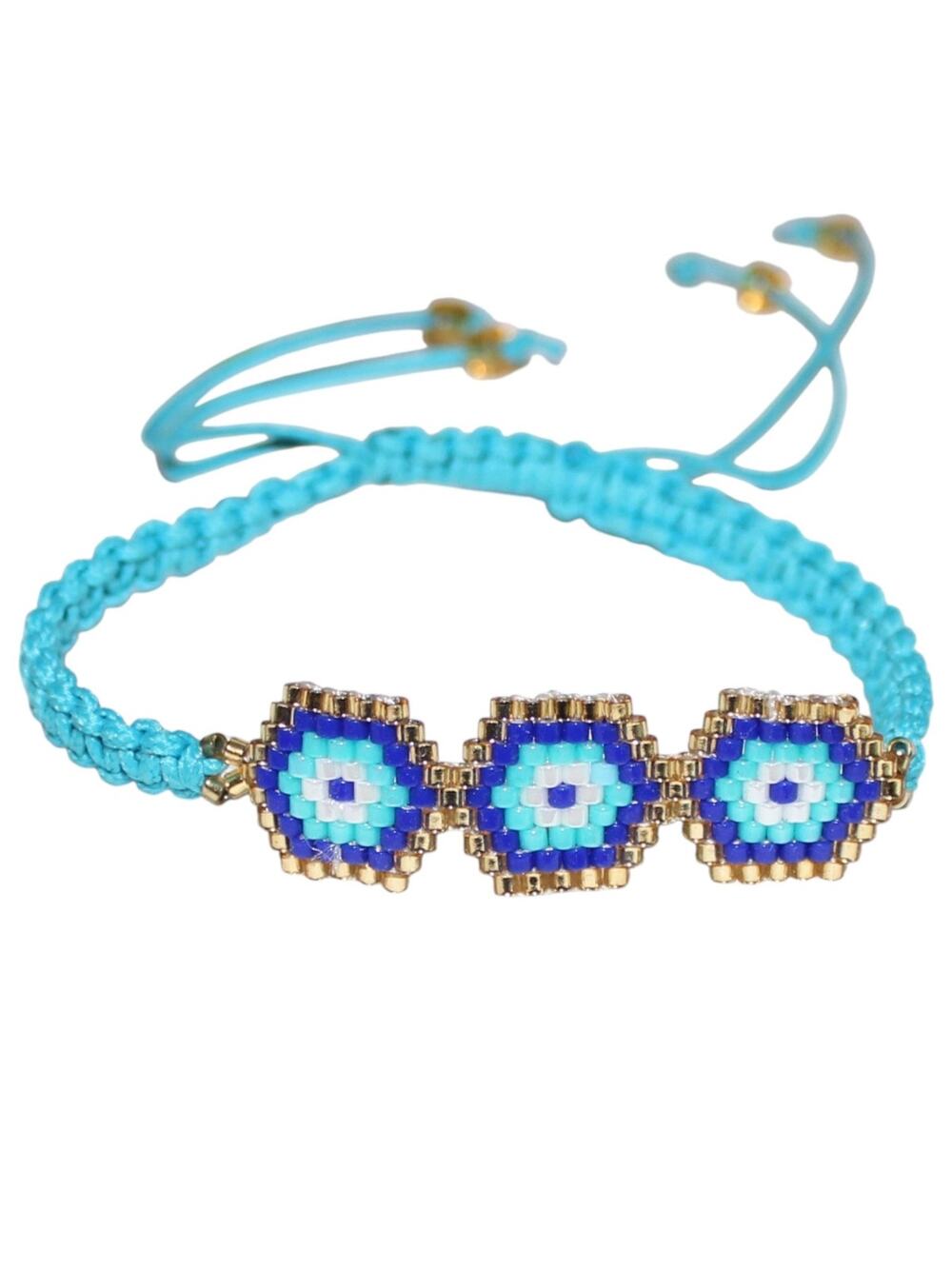Handmade Beaded Evil Eye Bracelet NWOT